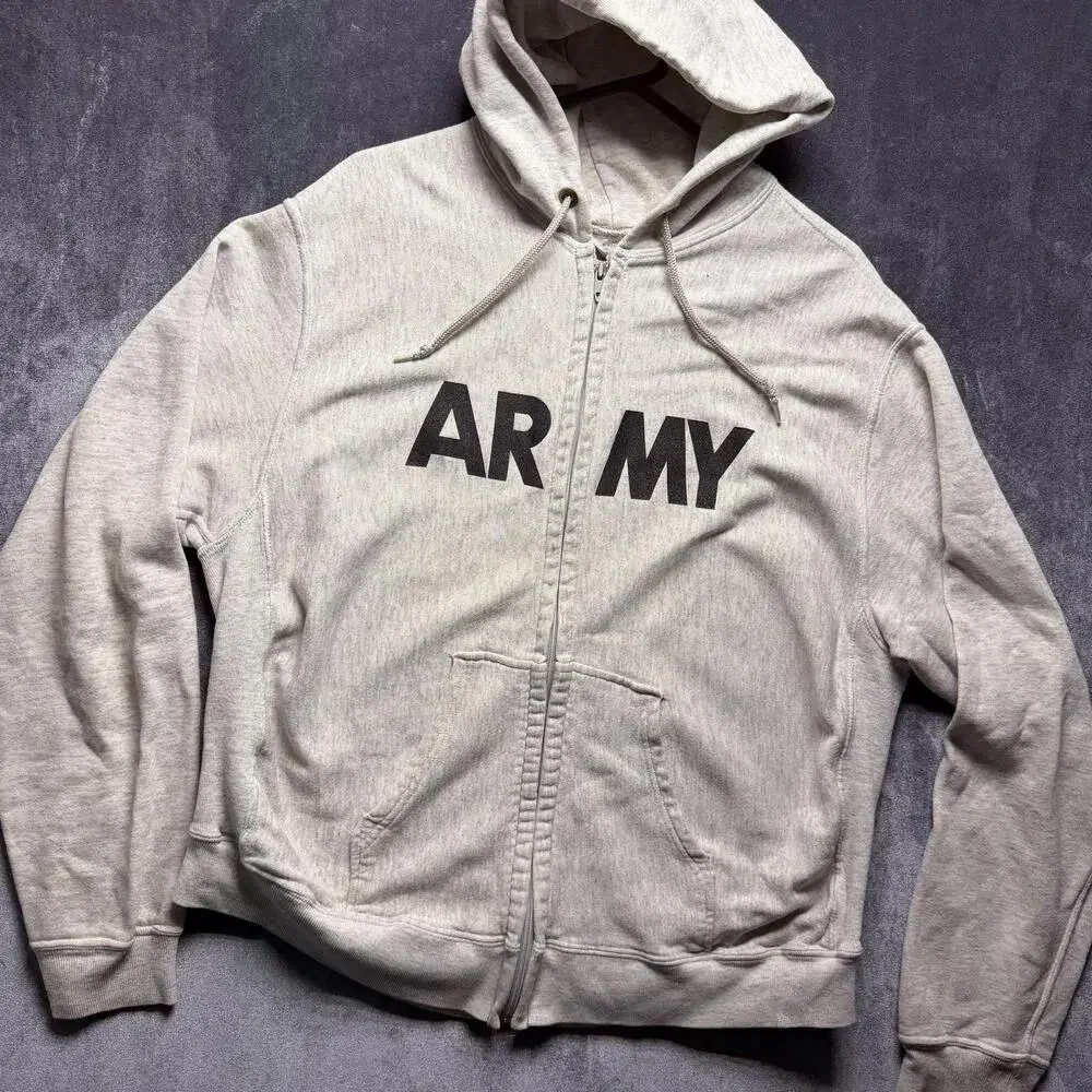 Vintage Knox County Association Hoodie Mens XL Gray Full Zip Army Sweatshirt